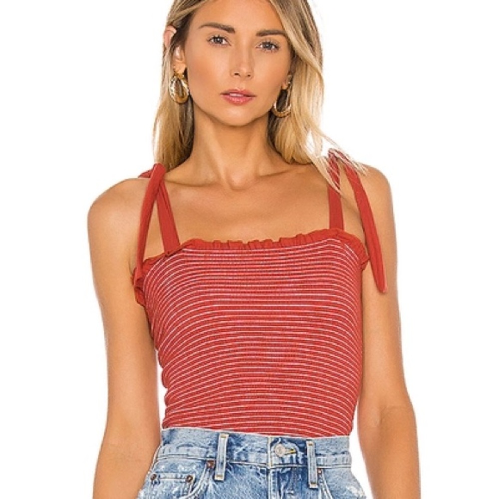 Nation LTD vintage red ruched crop top